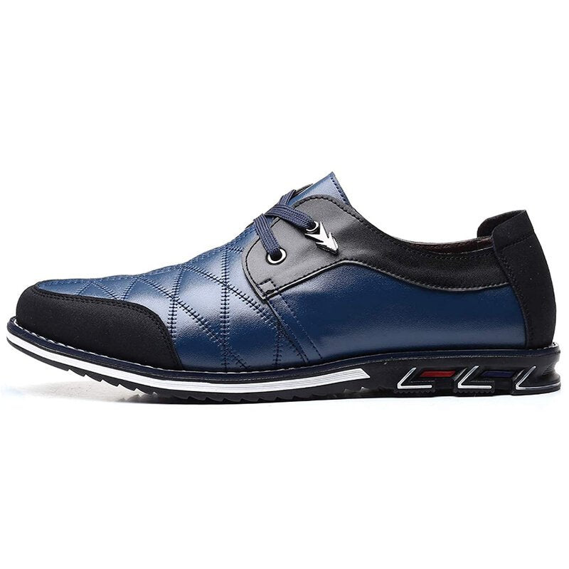 Plus Size Men Plaid Leather Soft Lace Up Comfy Casual Shoes