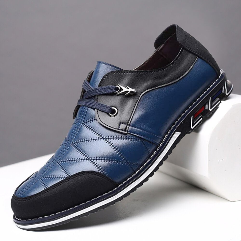 Plus Size Men Plaid Leather Soft Lace Up Comfy Casual Shoes