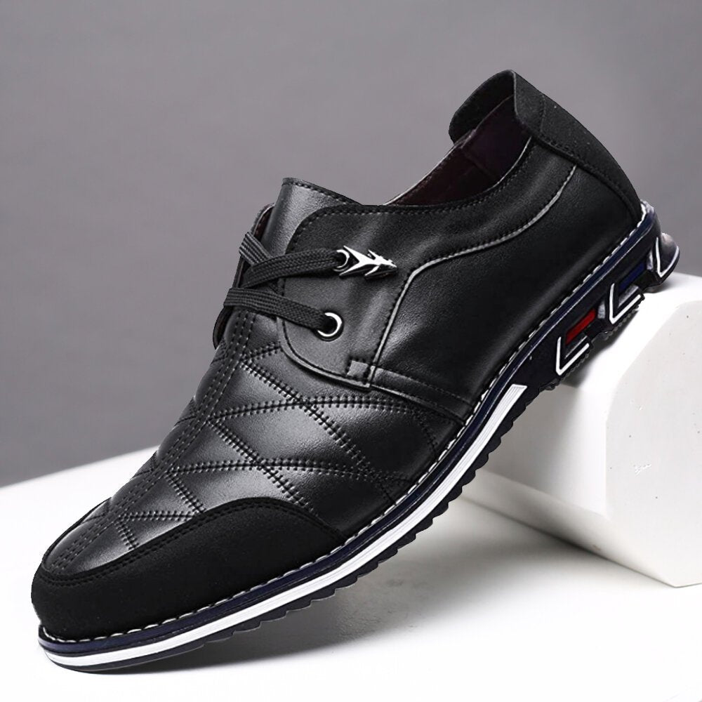 Plus Size Men Plaid Leather Soft Lace Up Comfy Casual Shoes