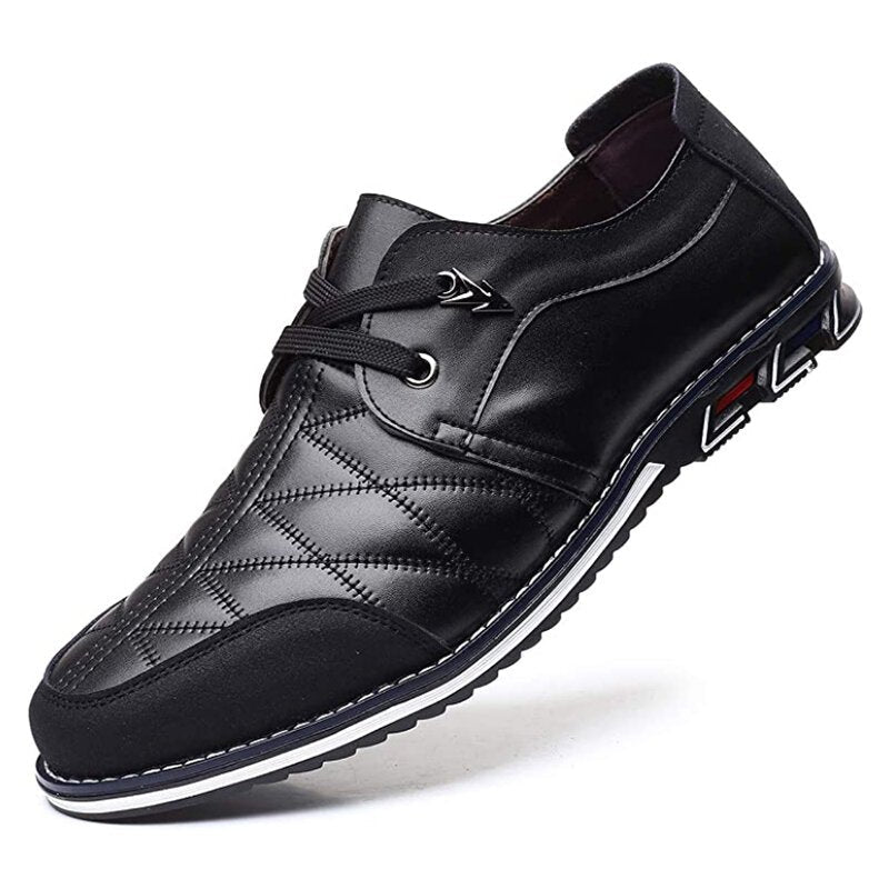 Plus Size Men Plaid Leather Soft Lace Up Comfy Casual Shoes
