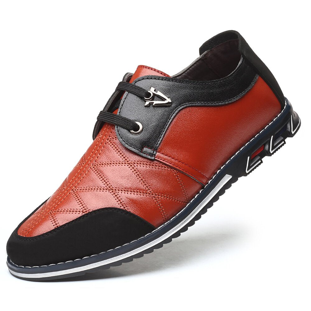 Plus Size Men Plaid Leather Soft Lace Up Comfy Casual Shoes