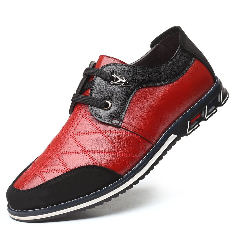 Plus Size Men Plaid Leather Soft Lace Up Comfy Casual Shoes