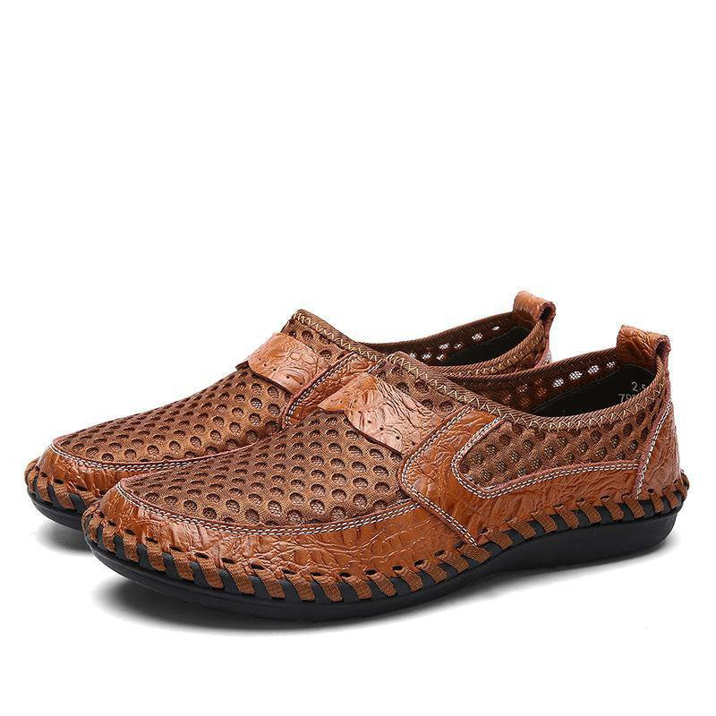 Men Stitching Mesh Soft Loafers Breathable Outdoor Casual Shoes