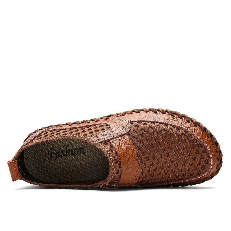 Men Stitching Mesh Soft Loafers Breathable Outdoor Casual Shoes