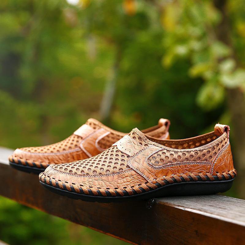 Men Stitching Mesh Soft Loafers Breathable Outdoor Casual Shoes