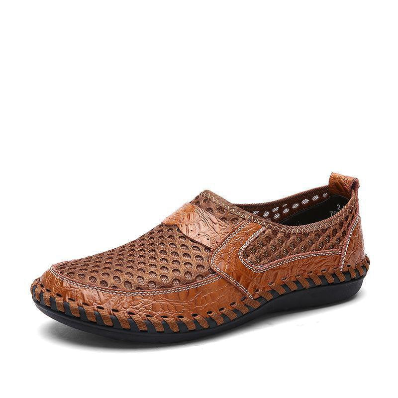 Men Stitching Mesh Soft Loafers Breathable Outdoor Casual Shoes