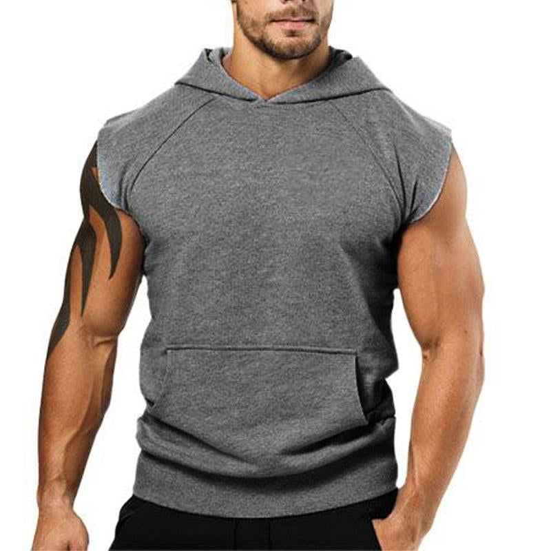 Men's Sports Casual Solid Color Hooded Sleeveless Tank Top