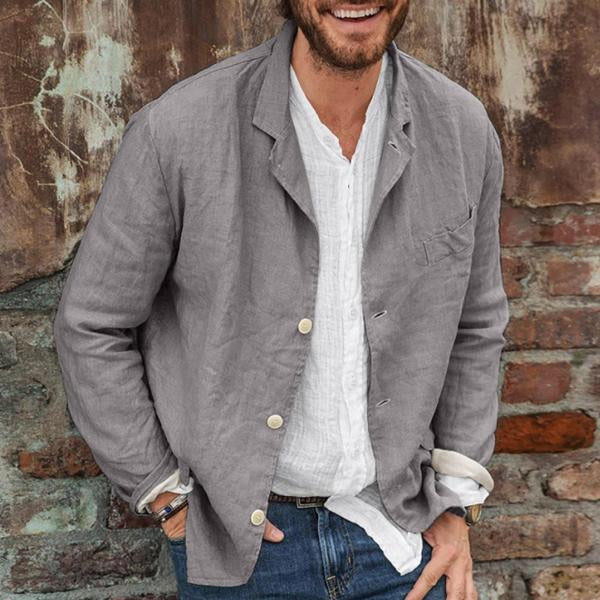 Men's Loose Cotton and Linen Suit Jacket