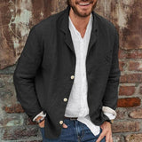 Men's Loose Cotton and Linen Suit Jacket