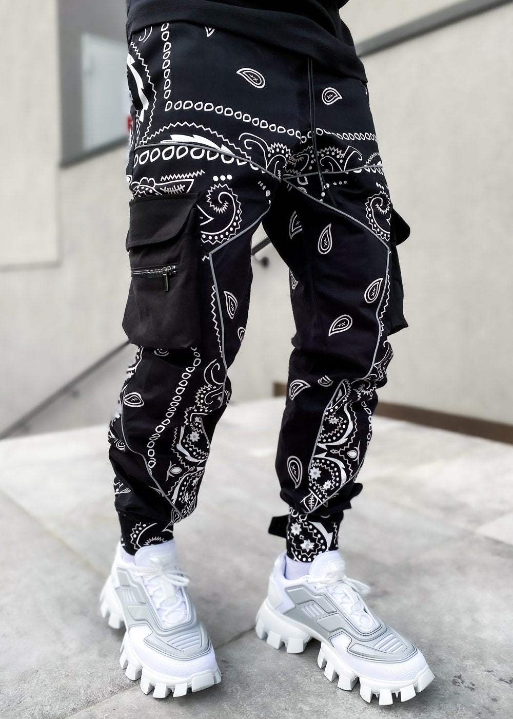 Black Casual Tribal Printed Pants