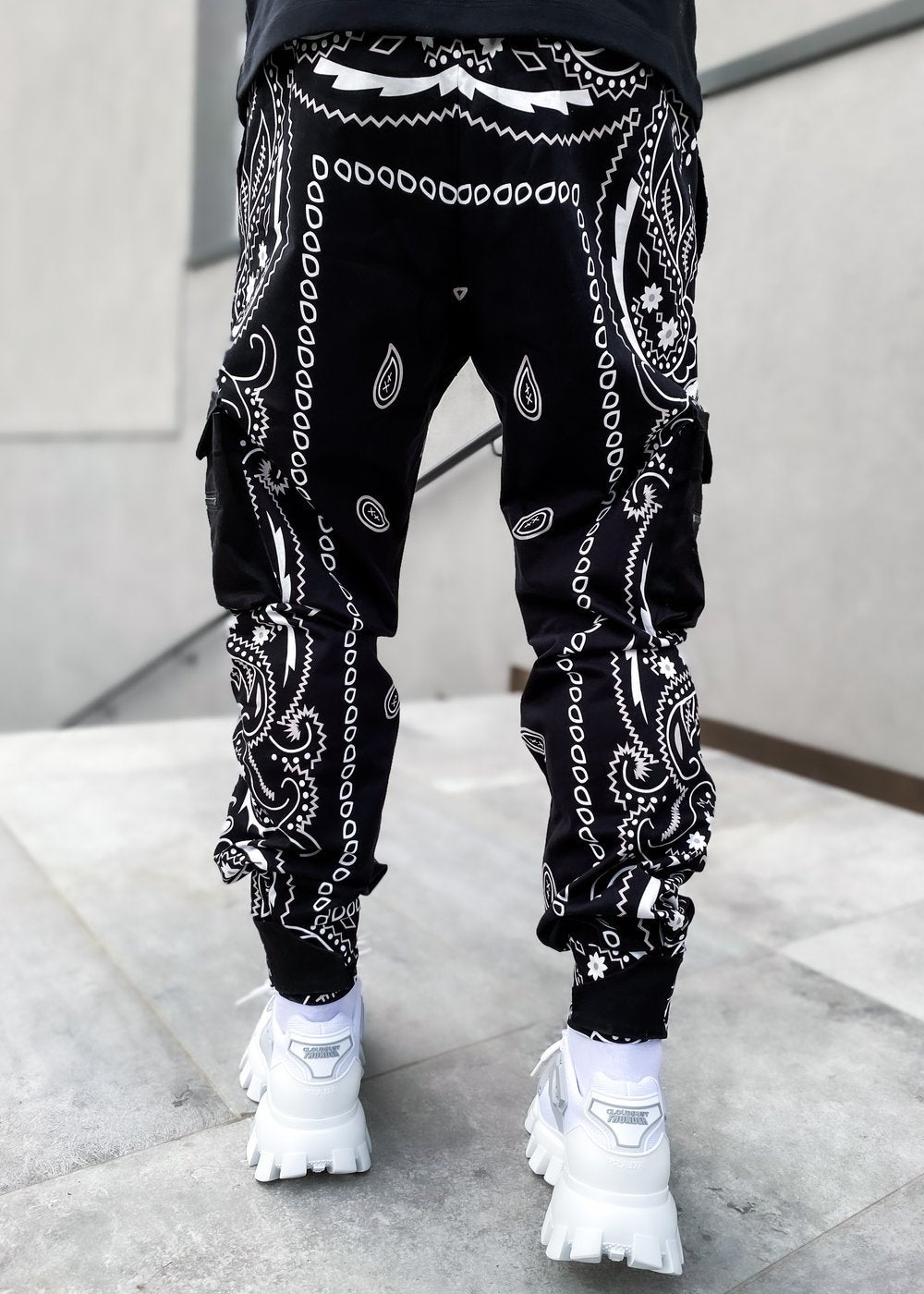 Black Casual Tribal Printed Pants