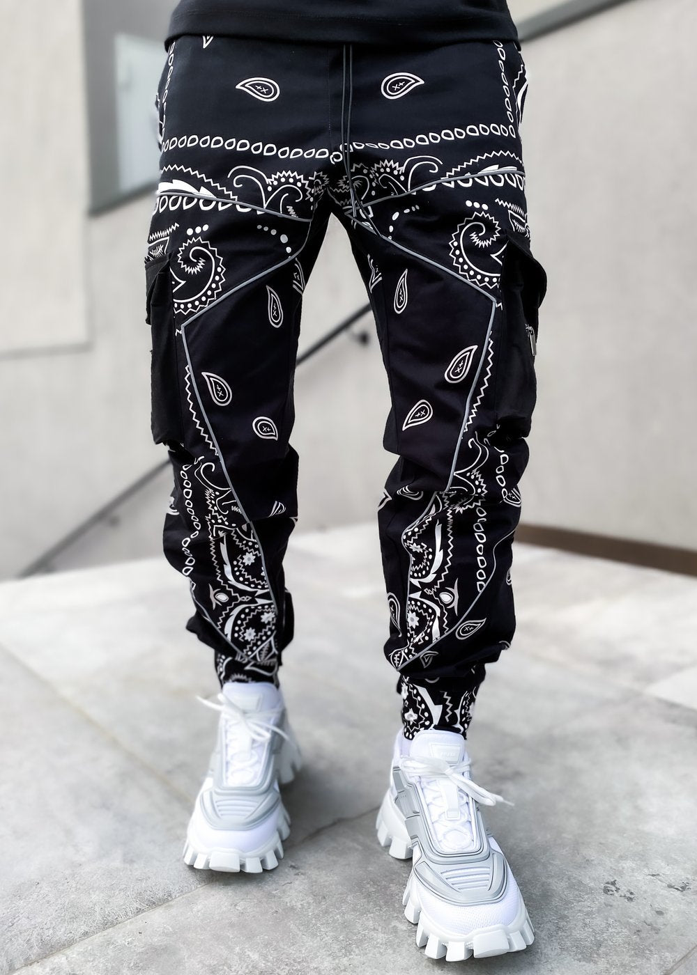 Black Casual Tribal Printed Pants