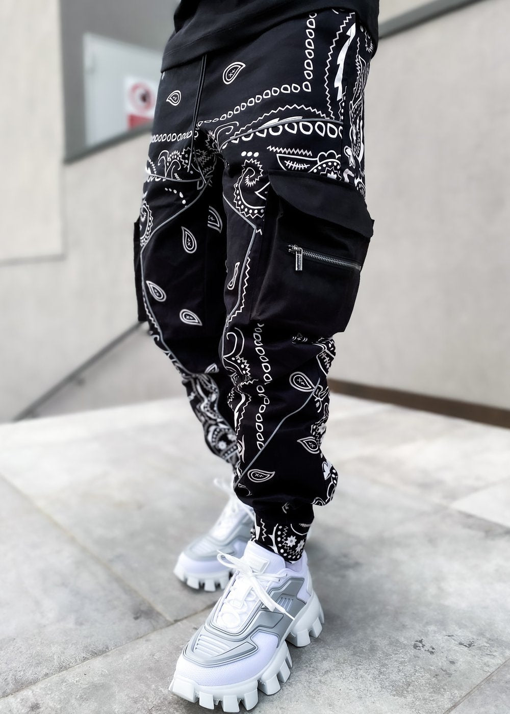 Black Casual Tribal Printed Pants