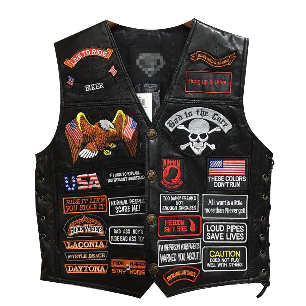 Espnman Leather Vest with 42 Patches