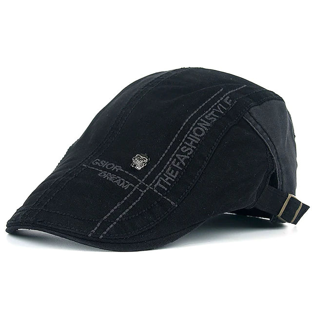 Men's Flat Cap Newsboy Cap Cabbie Cap Newsboy Hat Black Dark Navy Cotton 1920s Fashion Modern Contemporary Gentleman Outdoor clothing Casual Daily Letter Classic