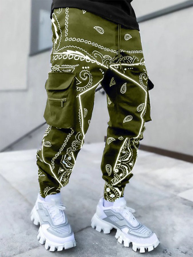 Black Casual Tribal Printed Pants