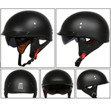 Sun Shield Half Helmet DOT - Matte Black