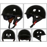 Sun Shield Half Helmet DOT - Gloss Black