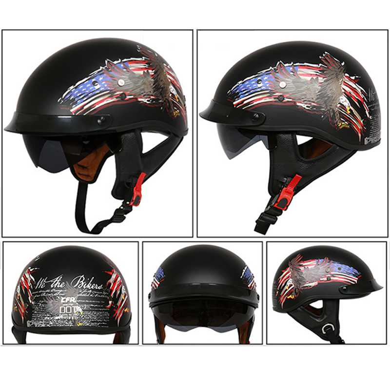 Sun Shield Half Helmet DOT