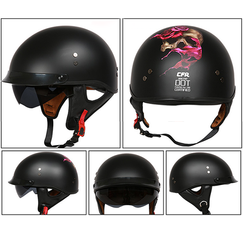 Sun Shield Half Helmet DOT
