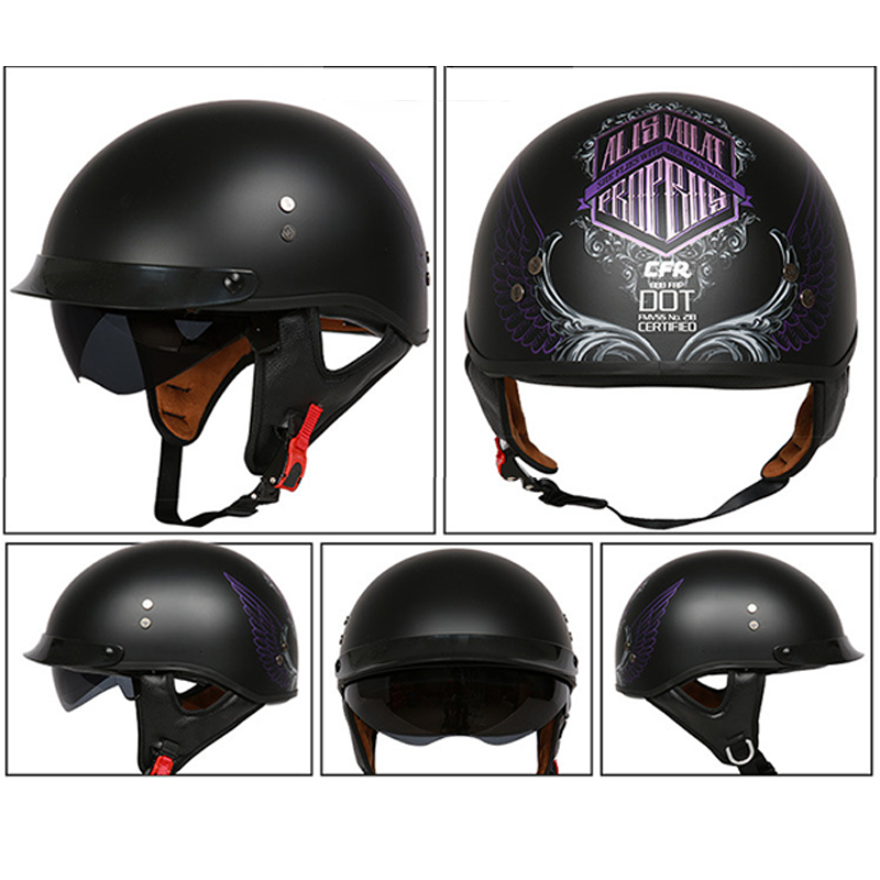 Sun Shield Half Helmet DOT