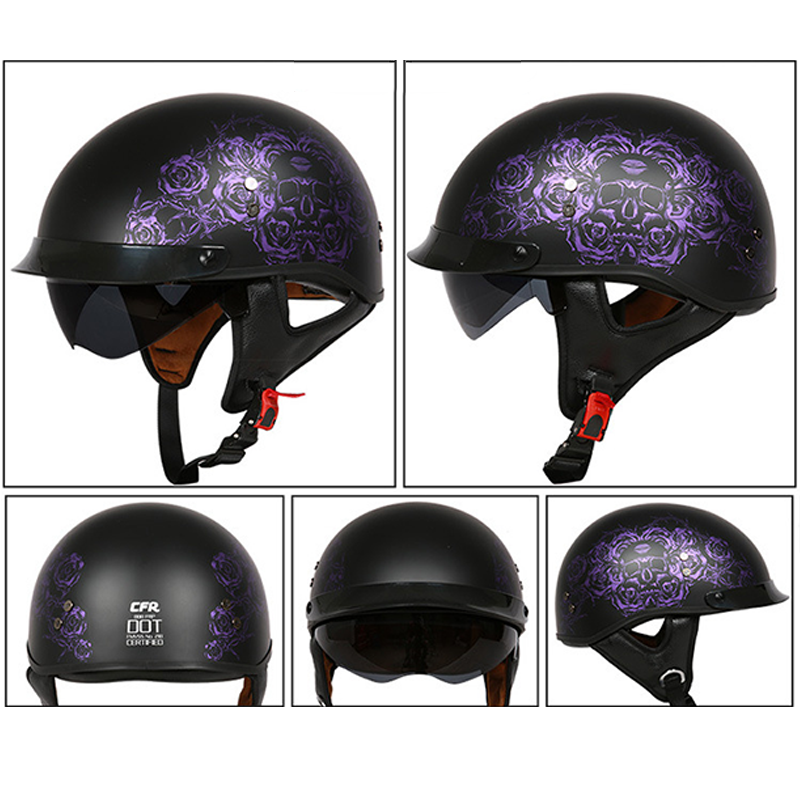 Sun Shield Half Helmet DOT