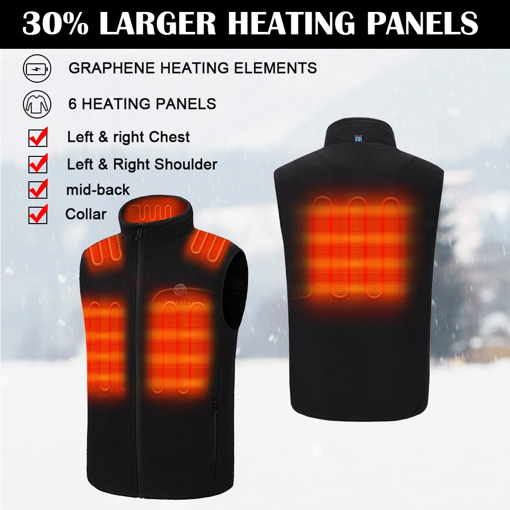 Men's Fleece Heated Vest 7.4V Lightweight Insulated Electric Vest (Battery Pack Excluded)