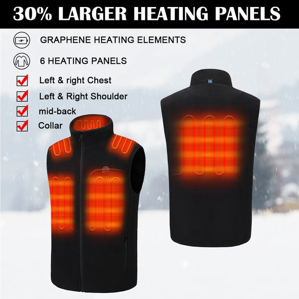 Men's Fleece Heated Vest 7.4V Lightweight Insulated Electric Vest (Bat