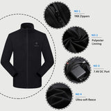 Zipper up Heated Fleece Jacket for Men 7.4V