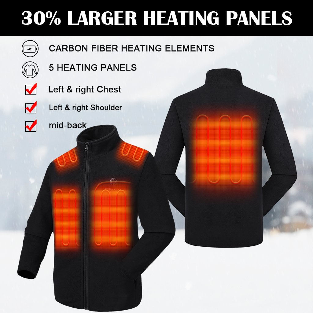 Zipper up Heated Fleece Jacket for Men 7.4V