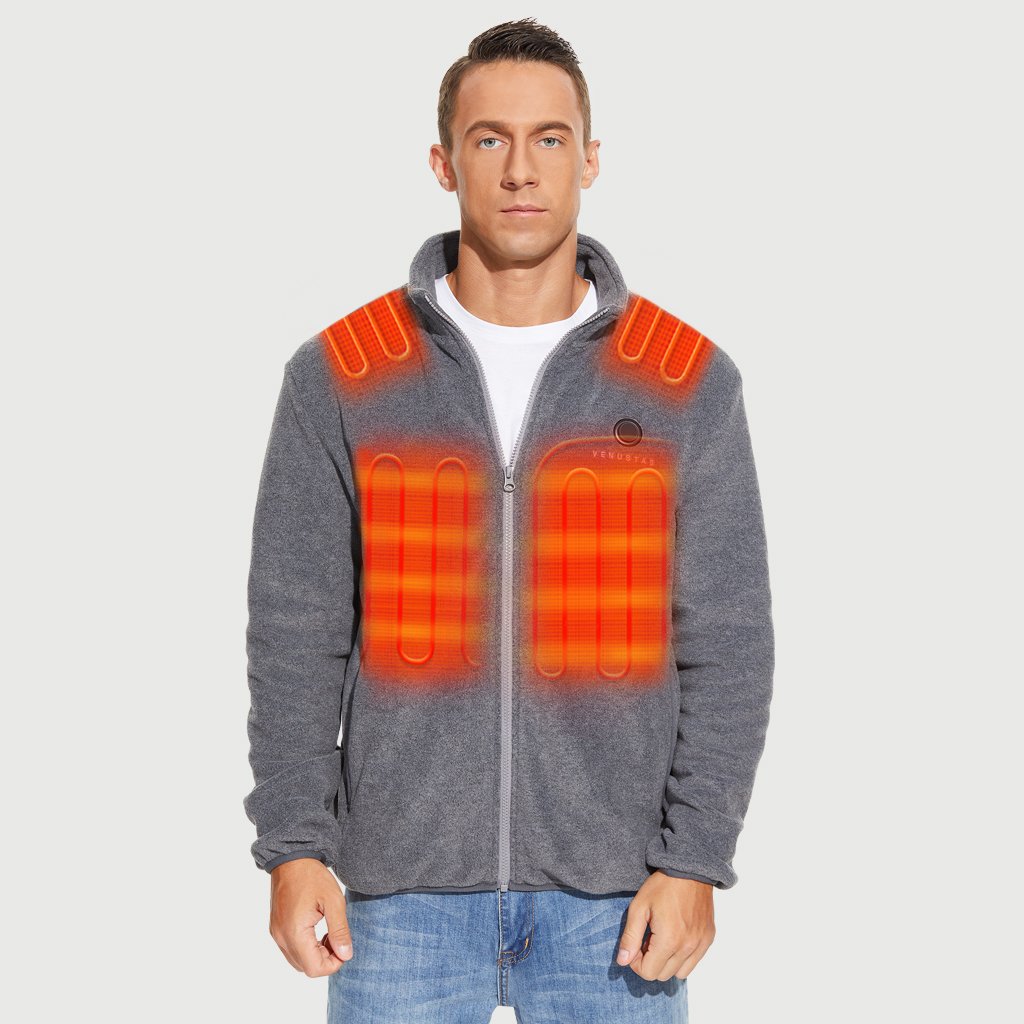 Zipper up Heated Fleece Jacket for Men 7.4V