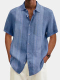 Cotton Breathable Men's Hawaiian Short Sleeve Button-Up Pocket Shirt