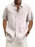 Men's Solid Color Cotton Soft & Breathable Button Plus Size Short Sleeve Shirt