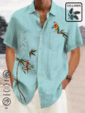 Waterproof Parrot Plant Tropical Hawaiian Shirt Stain-Resistant Hydrophobic Lightweight
