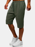 Cotton Linen Men's Beach Pants Breathable Shorts Casual Middle Pants