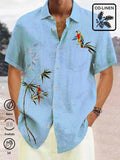 Waterproof Parrot Plant Tropical Hawaiian Shirt Stain-Resistant Hydrophobic Lightweight