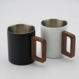 Double Layer Coffee Cups with Walnut Handle