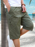 Men's Beach Cotton Loose Pocket Big and Tall Casual Shorts
