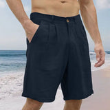 Men's Linen Shorts Breathable Comfortable Vacation Shorts Hawaiian Outdoor Shorts