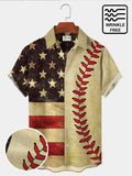 Vintage Casual Men's Baseball Holiday Hawaiian Shirts American Flag Wrinkle Resistant Seersucker Plus Size Aloha Shirts