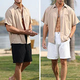 Men's Linen Shorts Breathable Comfortable Vacation Shorts Hawaiian Outdoor Shorts