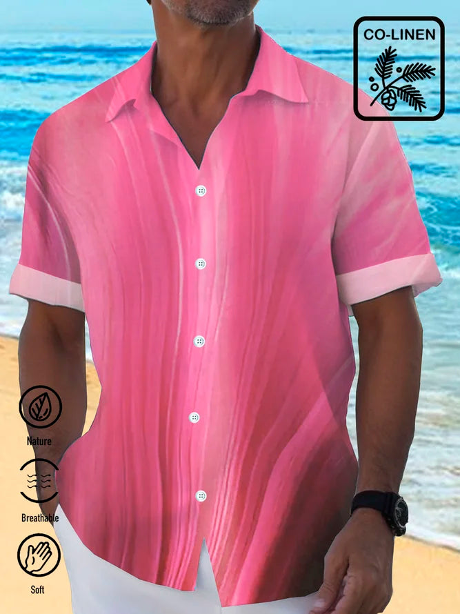 Cotton Linen Gradient Men's Hawaiian Button Down Shirt