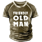 Men's Vintage OLD MAN Round Neck Short Sleeve T-Shirt
