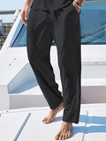 Linen Pants Men's Breathable Loose Casual Solid Color Basic Plus Size Pants