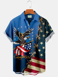 Vintage American Flag Eagle Patriotism 4th July Print Men's Big&Tall Shirt With Pocket