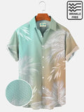 Multicolor Vacation Gradient Hawaiian Short Sleeve Seersucker Wrinkle Free Shirt Top