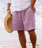 Men's Shorts Linen Shorts Summer Shorts Drawstring Elastic Waist Straight Leg Plain Comfort Breathable Short Daily Beach Linen / Cotton Blend Fashion Chic & Modern Black Yellow Micro-elastic