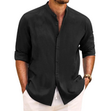 MEN'S CASUAL SOLID COLOR ROUND NECK LONG SLEEVE SHIRT