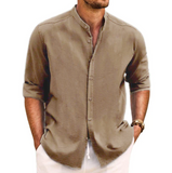 MEN'S CASUAL SOLID COLOR ROUND NECK LONG SLEEVE SHIRT