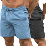 Men's 2 Pack Gym Workout Shorts Quick Dry Bodybuilding Weightlifting Pants Training Running Jogger with Pockets